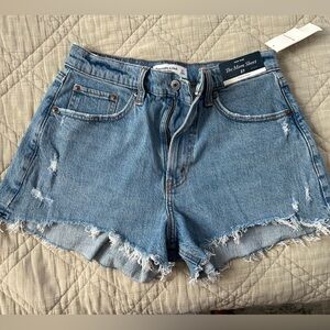 Abercrombie Curve Love High Rise Mom shorts- Distressed Jean Shorts